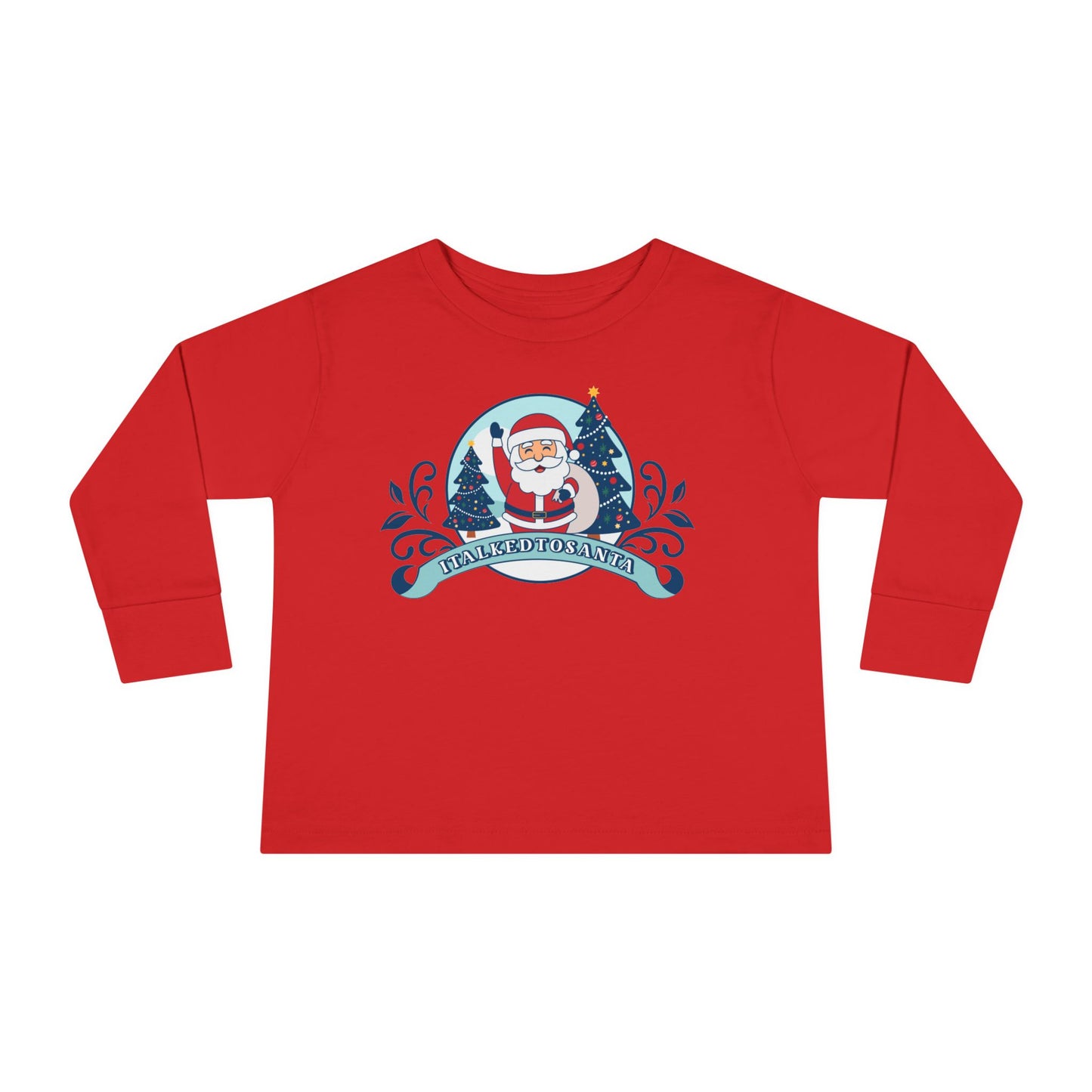 Festive Toddler Long Sleeve Tee - Cute Santa Design for Winter Celebrations, Christmas Outfit, Holiday Gift, Kids Fashion, Seasonal Wear