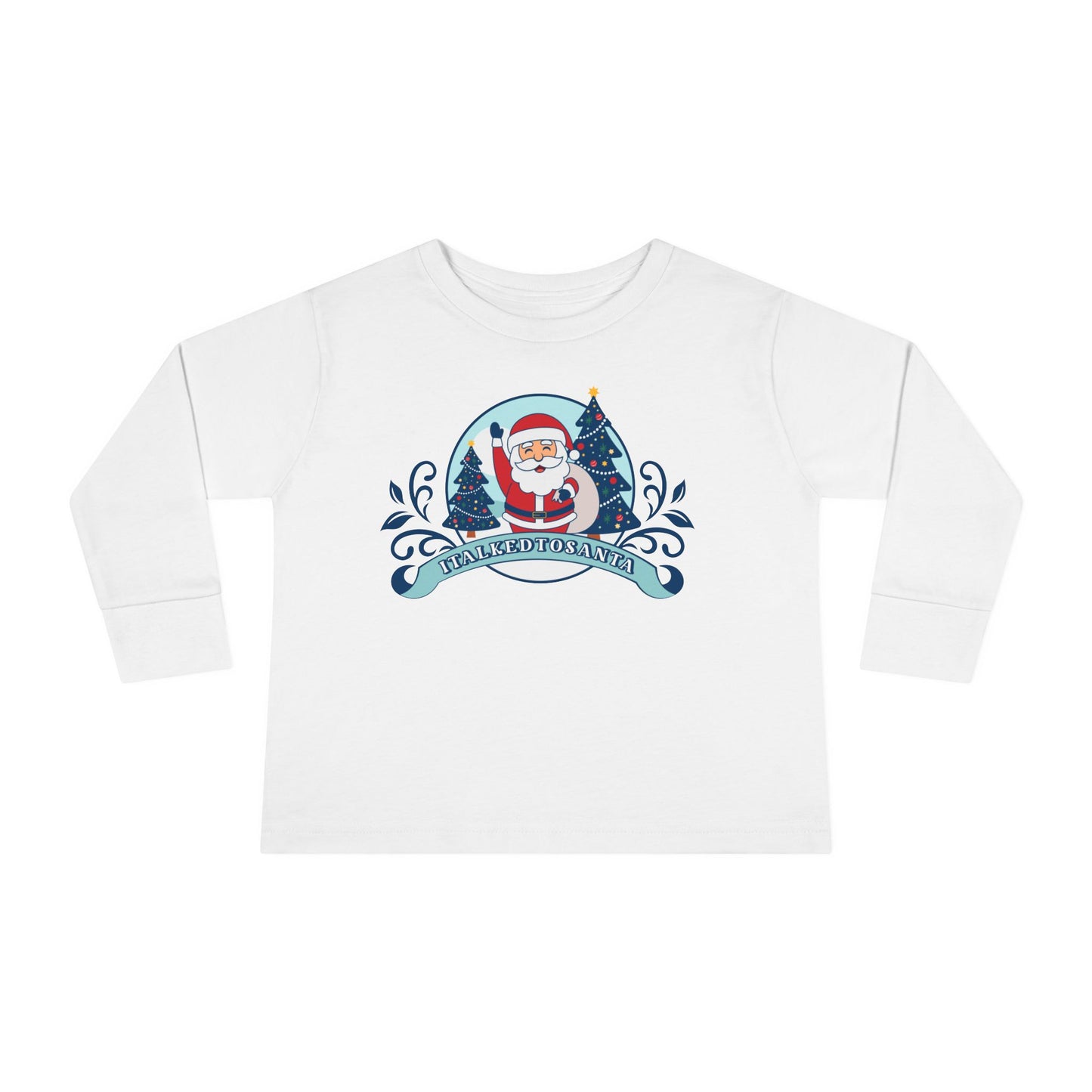 Festive Toddler Long Sleeve Tee - Cute Santa Design for Winter Celebrations, Christmas Outfit, Holiday Gift, Kids Fashion, Seasonal Wear
