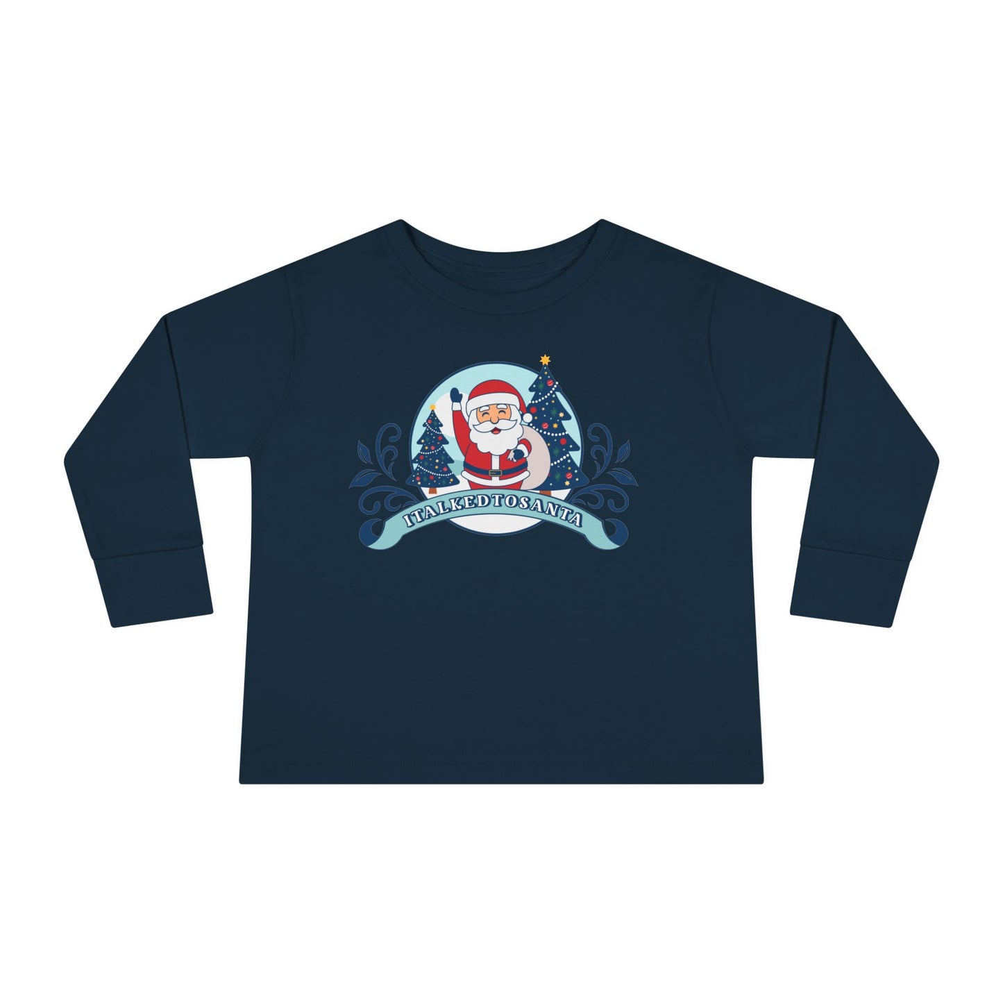 Festive Toddler Long Sleeve Tee - Cute Santa Design for Winter Celebrations, Christmas Outfit, Holiday Gift, Kids Fashion, Seasonal Wear