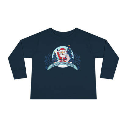 Festive Toddler Long Sleeve Tee - Cute Santa Design for Winter Celebrations, Christmas Outfit, Holiday Gift, Kids Fashion, Seasonal Wear