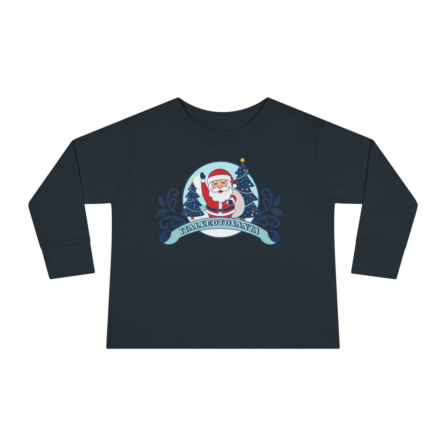 Festive Toddler Long Sleeve Tee - Cute Santa Design for Winter Celebrations, Christmas Outfit, Holiday Gift, Kids Fashion, Seasonal Wear