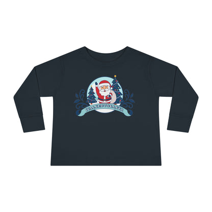 Festive Toddler Long Sleeve Tee - Cute Santa Design for Winter Celebrations, Christmas Outfit, Holiday Gift, Kids Fashion, Seasonal Wear