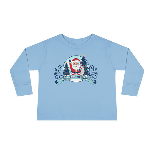 Festive Toddler Long Sleeve Tee - Cute Santa Design for Winter Celebrations, Christmas Outfit, Holiday Gift, Kids Fashion, Seasonal Wear