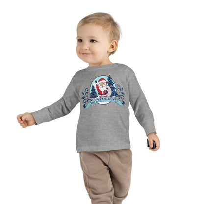 Festive Toddler Long Sleeve Tee - Cute Santa Design for Winter Celebrations, Christmas Outfit, Holiday Gift, Kids Fashion, Seasonal Wear