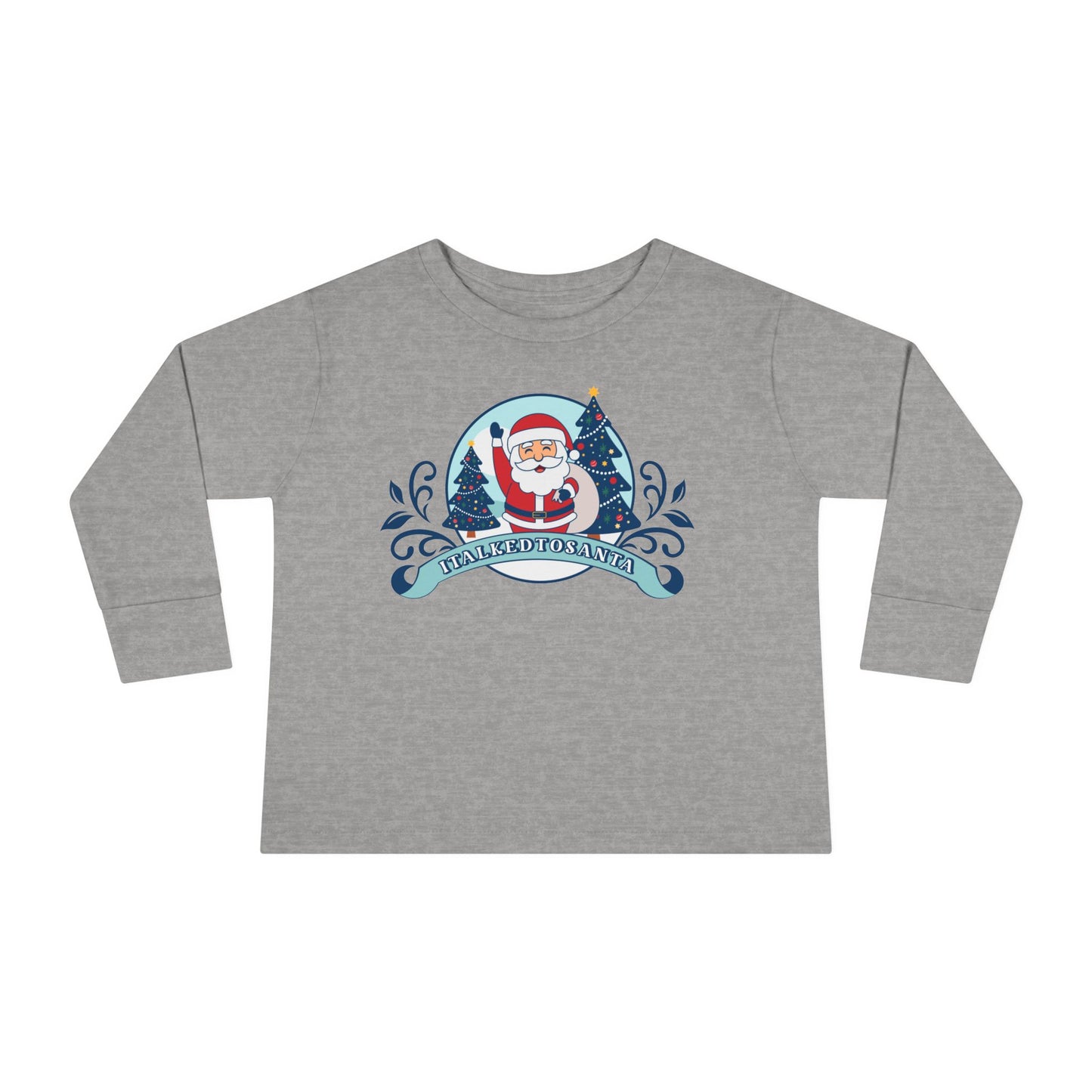 Festive Toddler Long Sleeve Tee - Cute Santa Design for Winter Celebrations, Christmas Outfit, Holiday Gift, Kids Fashion, Seasonal Wear