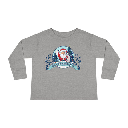 Festive Toddler Long Sleeve Tee - Cute Santa Design for Winter Celebrations, Christmas Outfit, Holiday Gift, Kids Fashion, Seasonal Wear