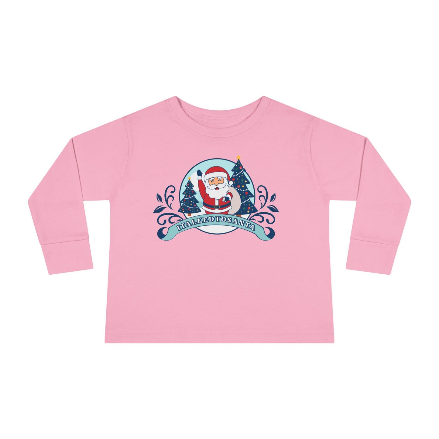 Festive Toddler Long Sleeve Tee - Cute Santa Design for Winter Celebrations, Christmas Outfit, Holiday Gift, Kids Fashion, Seasonal Wear