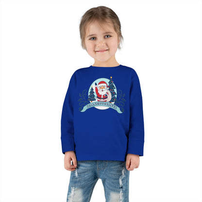 Festive Toddler Long Sleeve Tee - Cute Santa Design for Winter Celebrations, Christmas Outfit, Holiday Gift, Kids Fashion, Seasonal Wear