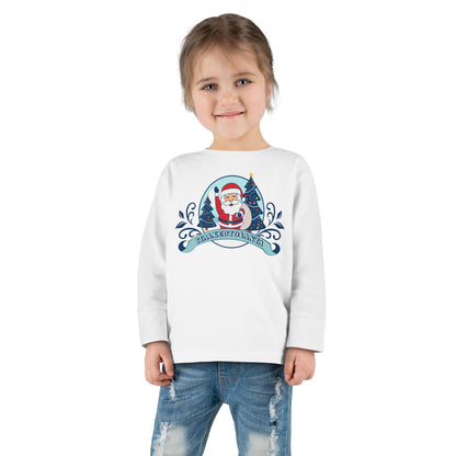 Festive Toddler Long Sleeve Tee - Cute Santa Design for Winter Celebrations, Christmas Outfit, Holiday Gift, Kids Fashion, Seasonal Wear