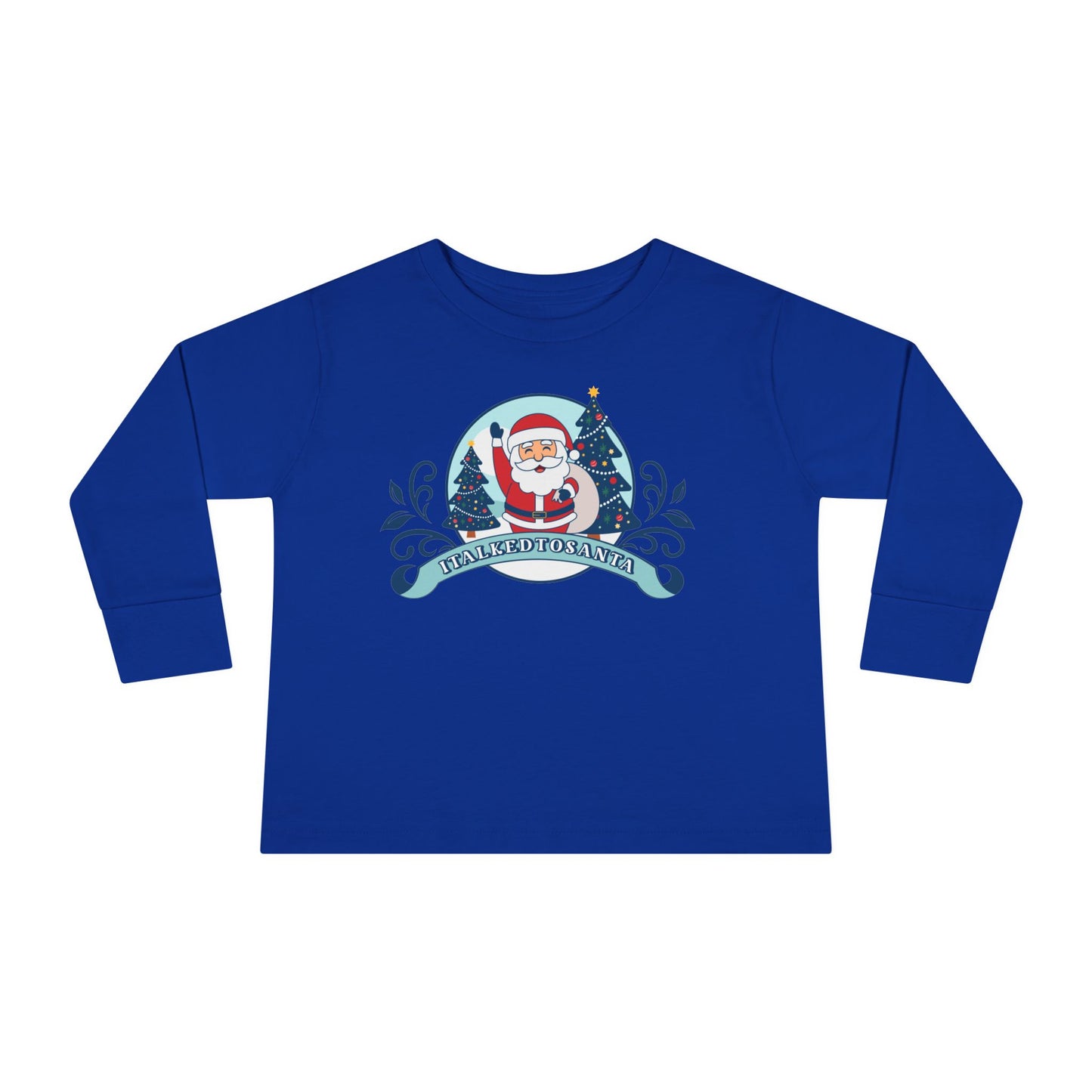 Festive Toddler Long Sleeve Tee - Cute Santa Design for Winter Celebrations, Christmas Outfit, Holiday Gift, Kids Fashion, Seasonal Wear