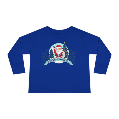 Festive Toddler Long Sleeve Tee - Cute Santa Design for Winter Celebrations, Christmas Outfit, Holiday Gift, Kids Fashion, Seasonal Wear